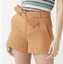 Nine West Women’s Rust Orange Belted Belt Tie High Rise Shorts XS Extra Small