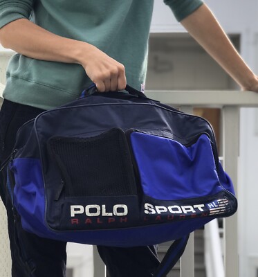Vintage Polo Sport Ralph Lauren Gym Duffel Bag Vtg 90s Navy Blue