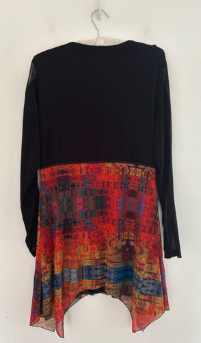 Joe Browns Tunic Top Women's Black Jersey & Patterned Chiffon Dipped Hem UK 16 - Picture 7 of 11