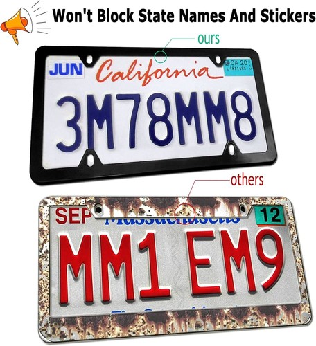 2X Black Slim License Plate Frame Stainless Steel Front Rear Car Tag Cover - Bild 7 von 9