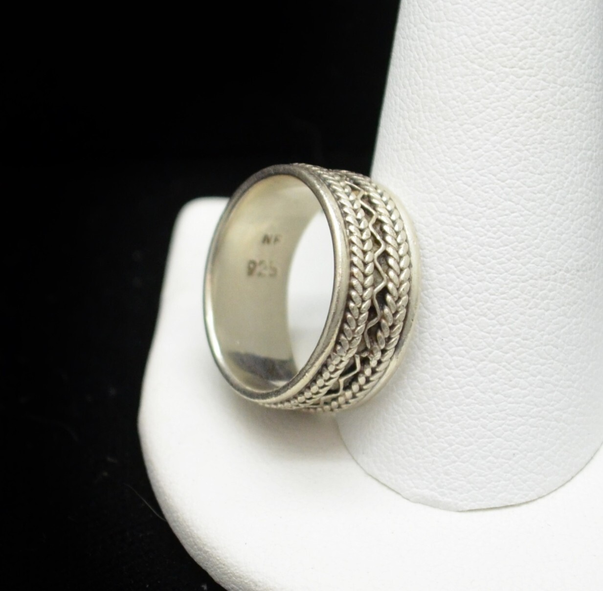 Sterling Silver Pretty Patterned Ring SZ 5.75 #FM… - image 4