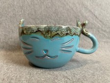 Glentzakis Ceramics Blue Cat Mug Cup