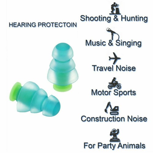 Silicone Ear plugs 25db Earplugs Sleeping Snore Shooting Work Noise Cancelling - Picture 3 of 12