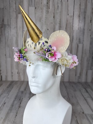 Glitterville Unicorn Horn Floral Headband Tiara Crown Halloween