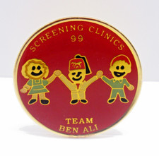 Team Ben Ali Shriners Pin 1999 Screening Clinics Gold Tone Red Enamel Lapel