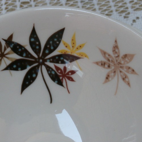 PETER TERRIS Shenango China CALICO LEAVES Gravy Boat Bowl w Attached Underplate - Picture 3 of 7