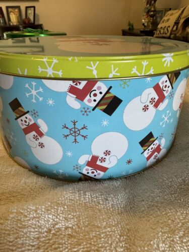 Vintage Christmas Cookie Tin | Snowman | 9” Large - Bild 2 von 2
