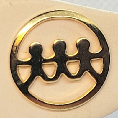 E. A. Adams Tie Tack United Way Children Holding Hands Vintage Gold Tone 3/4''