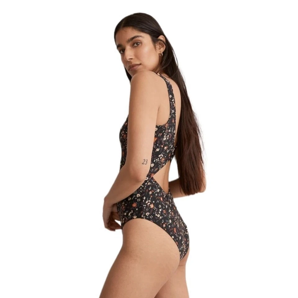 Madewell Cut Out Back Square Neck Tank One Piece Swimsuit Floral Sz 4X NWT - Image 4 of 4