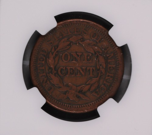 1856 Slanted 5 Braided Hair Large Cent NGC VF-25 BN #4-003 - Picture 2 of 2
