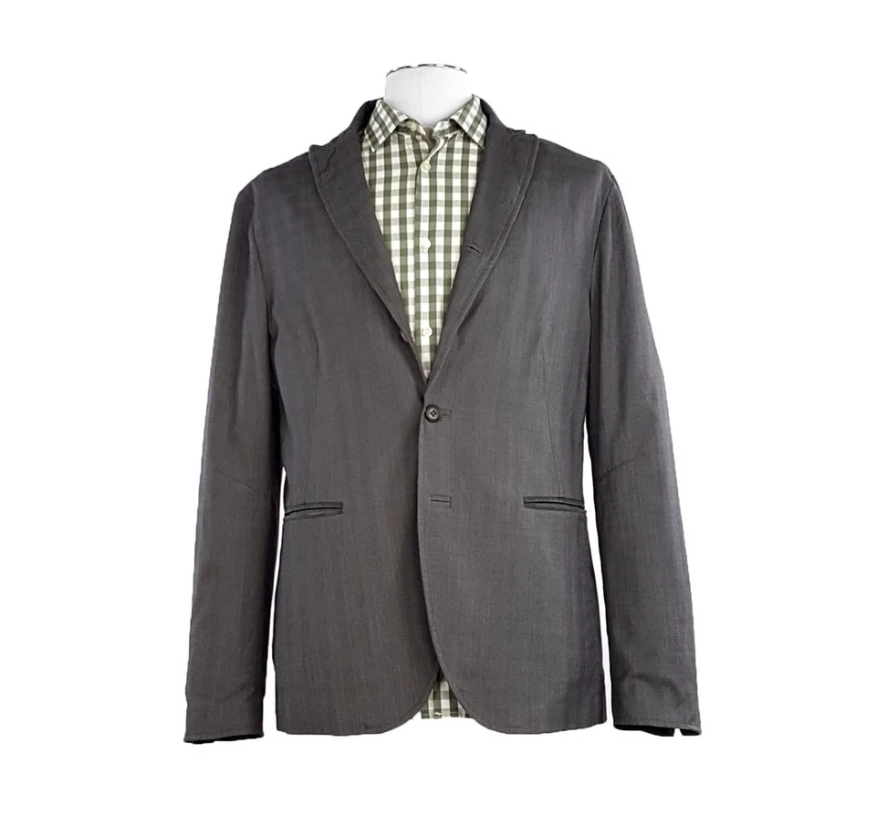 Abrigo deportivo no estructurado con solapa pico John Varvatos Collection 40R con ribete de cuero Foto 2 de 4