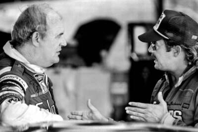 Tim Richmond Right Talks With Fellow Benny Parsons 1987 OLD PHOTO