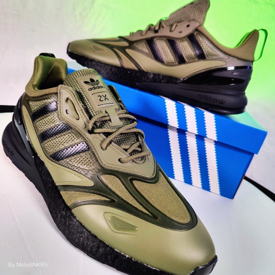 Adidas ZX 2K US 13 Men's Olive Green Black Rare Retro Boost Lifestyle GW0518 New thumbnail 7