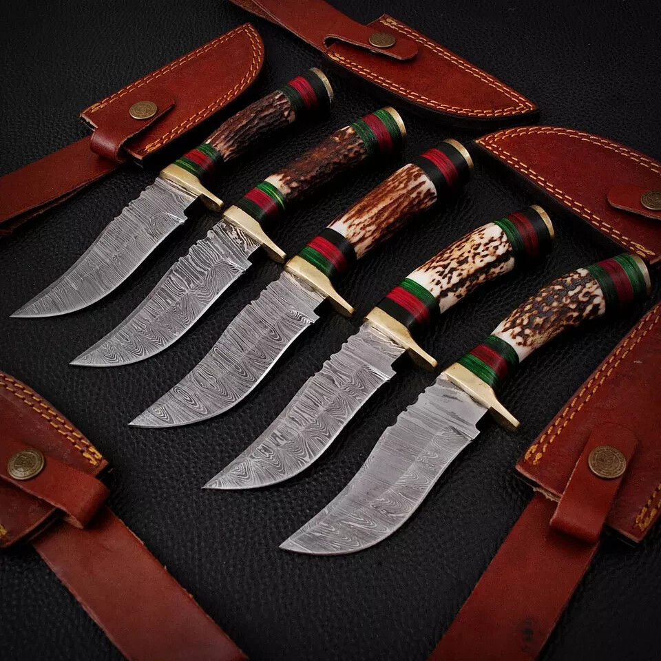 Knives Ebay LOT OF 8” Damascus Hunting Knives - 8 inches – Handmade Skinner Fixed ...