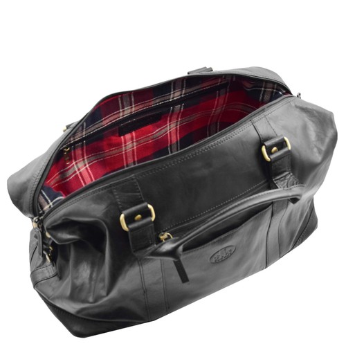 Genuine Leather Overnight Weekender Gym Travel Cabin Bag Holdall Airplane Black - Picture 4 of 7