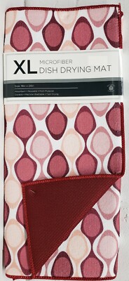 Extra Large Microfiber Dish Drying Mat,24x18''COLORFUL ABSTRACT OVALS,burgundy,SL