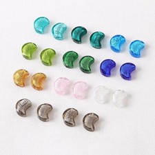 6pcs Moon Glass Spacer Bead,Silver Foil Moon Glass Beads,Lampwork Beads