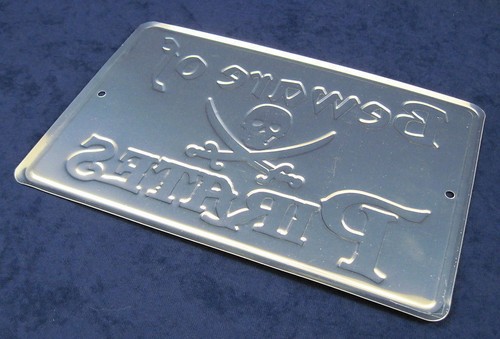 BEWARE PIRATES *US MADE* Embossed Warning Sign - Man Cave Garage Bar Wall Decor - Picture 7 of 9