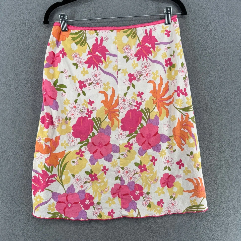 Vintage Y2K 90s Speechless Floral Skirt Elastic Waist Womens M White Pink Yellow - Image 2 of 4