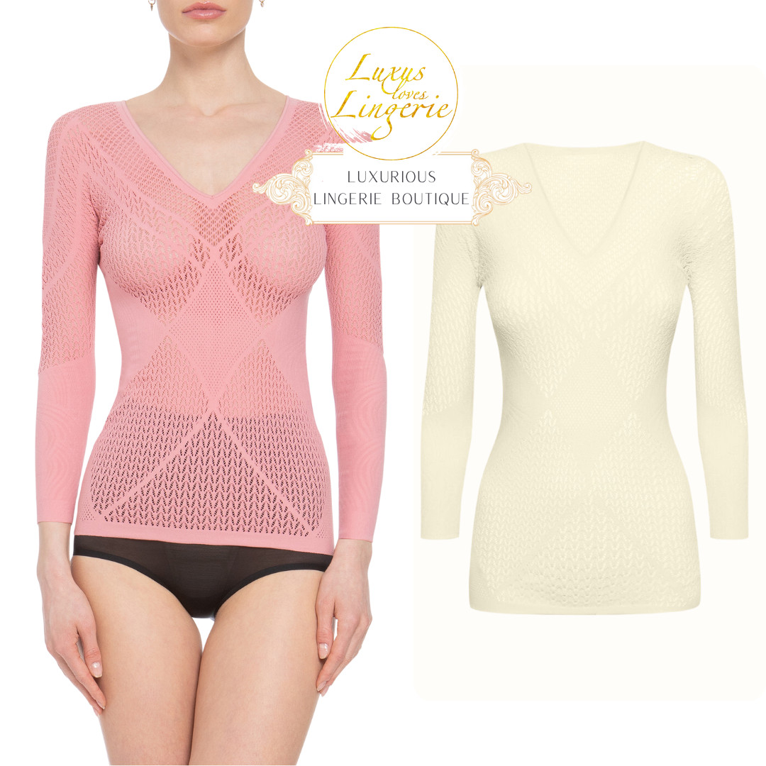 Romance Net Top Long Sleeves By Wolford S Afterglow White Ecru Net Sweater