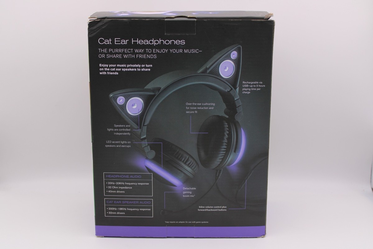 Brookstone Purple Cat Ear Headphones (Original Case, Mic