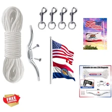 Durable 50ft Flag Rope Halyard with Clips - Essential for Outdoor Flagpoles
