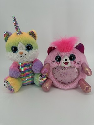 Zuru Rainbocorns 11  Pink FairyCorn Kitty Glitter Shaker Heart Plush10  LotOf 2