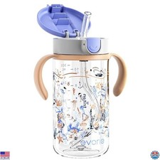 Evorie 10 oz Tritan Spill-Proof Sippy Cup with Straw  Handles for Toddlers 1-3