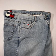 Vintage Tommy Hilfiger Freedom Jeans Mens 34 32 Blue Big Logo Light Baggy 90s
