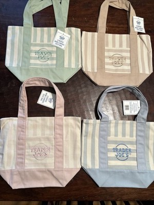 Trader Joe's Striped Canvas Mini Tote Set of 4 Summer 2026 - In Hand NWT