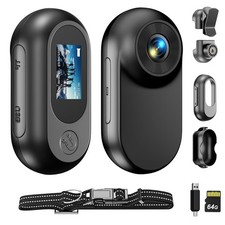 Mini Body Camera 64GB 1080P Tiny Cam Portable Thumb Action Camera Wearable Ha...