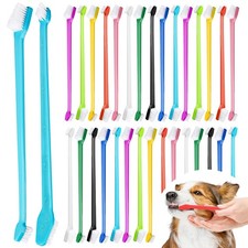30 Pcs Dual-Headed Pet Toothbrush Kit 10 Assorted Colors for Dogs Cats