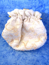 Vintage Embroidered Pearl Evening Purse with Shoulder Strap - Gorgeous