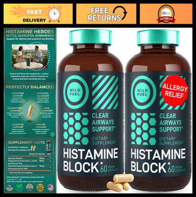 Natural Histamine Blocker Supplements - Quercetin & Nettle Allergy Relief - 120