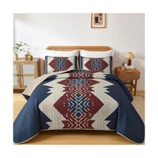 Dintszyayue Queen Quilt Set 3 Piece Boho Aztec Texture Bedspread Co... Fast Ship