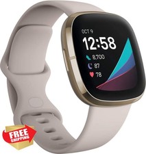Fitbit Sense Smartwatch GPS Heart Rate SpO2 ECG White/Gold Int'l