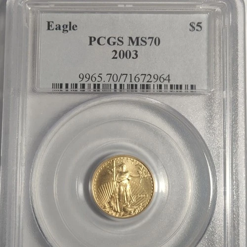 U.S. Mint 2003 American Eagle $5 Gold 1/10 oz PCGS MS70