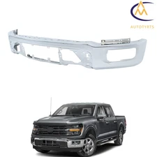 Without Sensor Holes For Ford F-150 2024-2025 Front Bumper Face Bar Steel Chrome