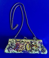 Bijoux Terner Sequined Floral/Beaded Evening Bag/Clutch Metal Chain Strap