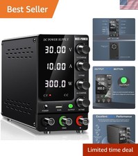 DC Power Supply Variable 30V 10A, Adjustable Switching Regulated DC Bench Pow...