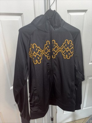 Kappa Men's Full Zip Track Jacket Size Medium Black and Yellow with Logo NEW