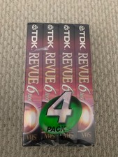 TDK Revue Premium Quality 6 Hrs 4 Pack VHS T-120 - VTG VHS Tapes New/Sealed NIP