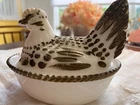 Sweet! VTG Westmoreland Milk Glass Hen on Nest Charleton Gold Painted