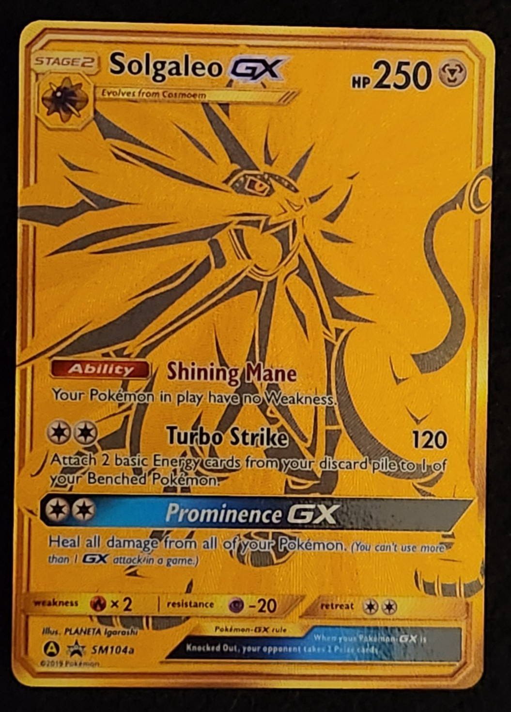 2019 Pokémon Black Star Promo Solgaleo GX #SM104a EX-NM