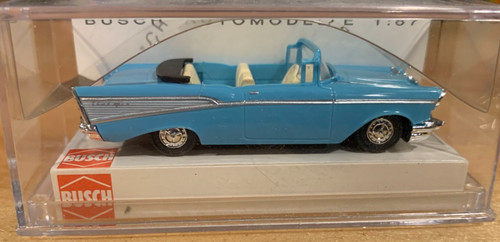 Chevrolet Bel Air 1957 convertible azul claro Busch 1/87 #45005 raro nuevo en caja | Zustand: New