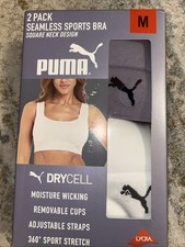 PUMA Women's Performance 2-Pack Seamless Sports Bra, Purple/White M Open Su