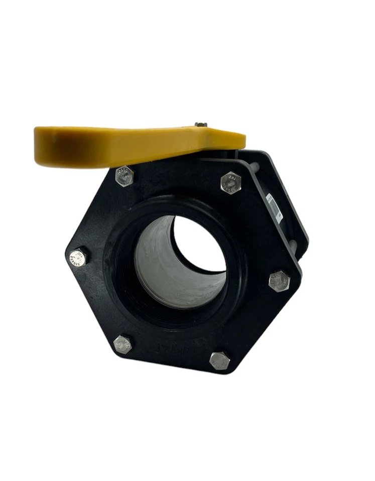 TerreMax Full Port Polypropylene Ball Valve 6 Bolt 3", Max PSI 100 - V300FPY - Image 3 of 4