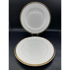 Pier 1 One Gold Band Set of 2 Dinner Plates 