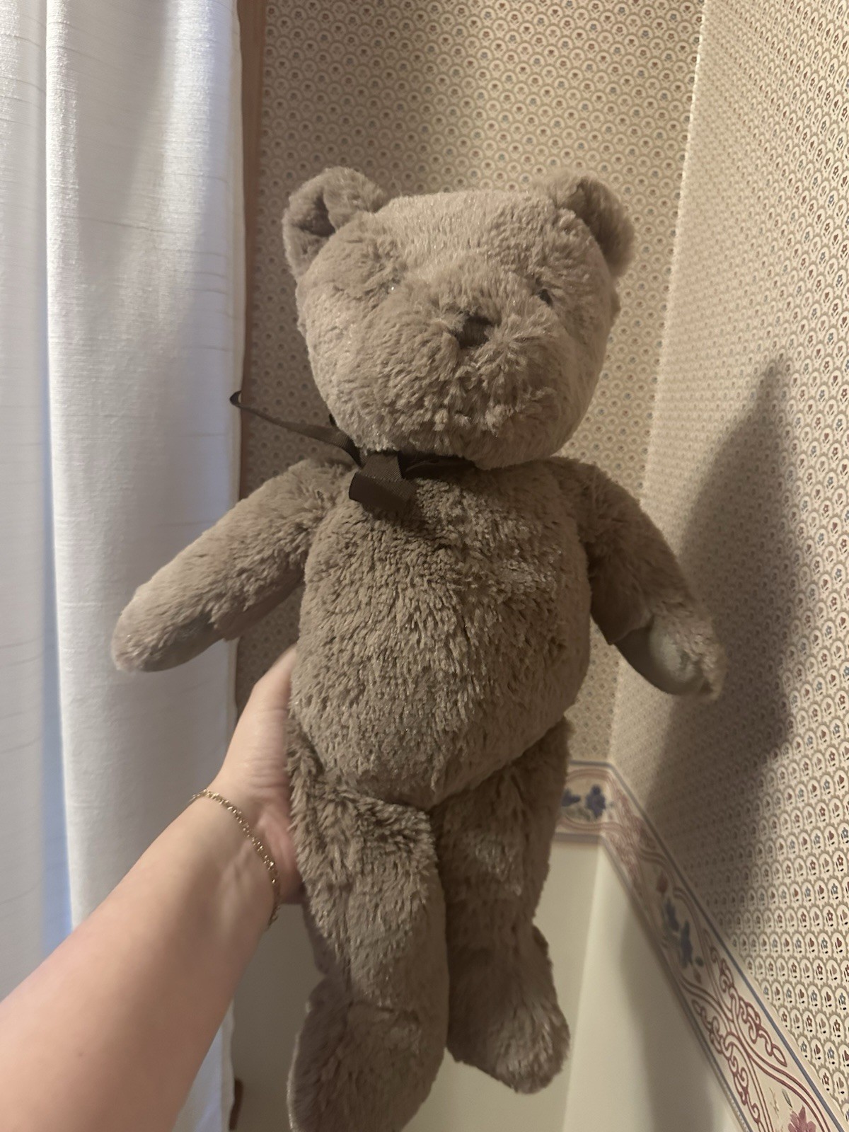Pottery Barn Kids Teddy Bear Brown Bow PBK Plush Stuffed Animal 12