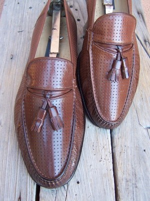 BALLY Casual Dress Shoes Brown Kangaroo Leather Italian Tassel Loafers Size 9.5M